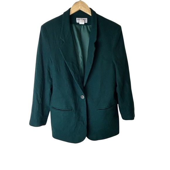 Wool Jacket Danielle Paige Oversize Dark Green Oversize Blazer Size 12 Women's - Picture 2 of 8